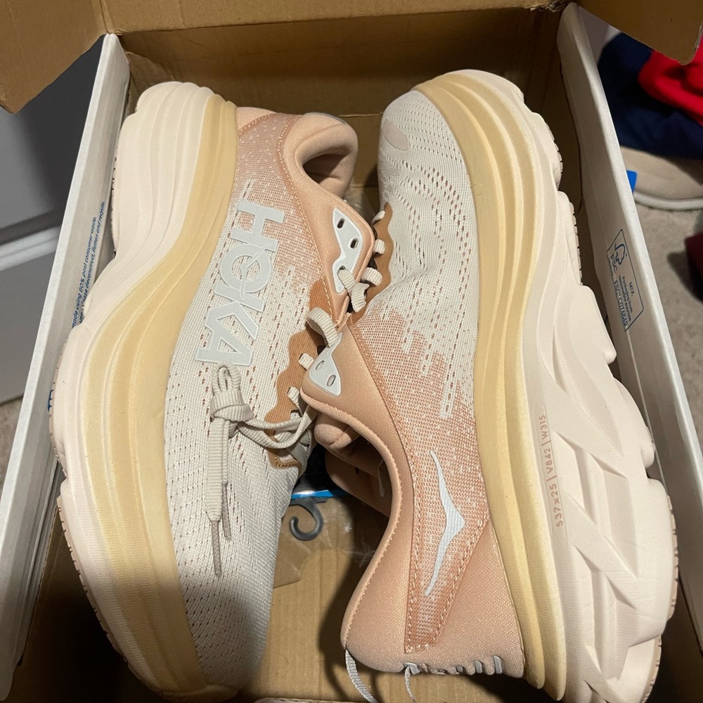 Hoka men Beige and Cream Athletic Shoes